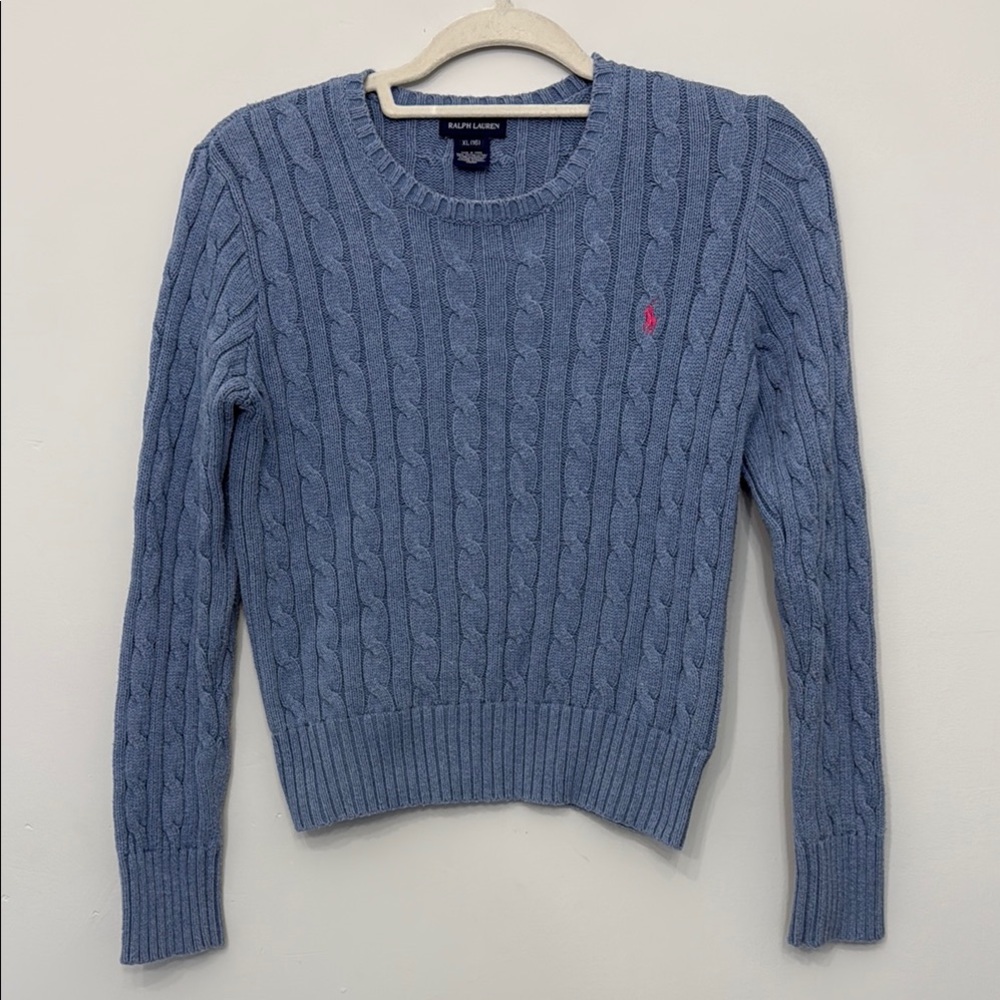 Ralph Lauren Blue Cotton Cable Knit Sweater
